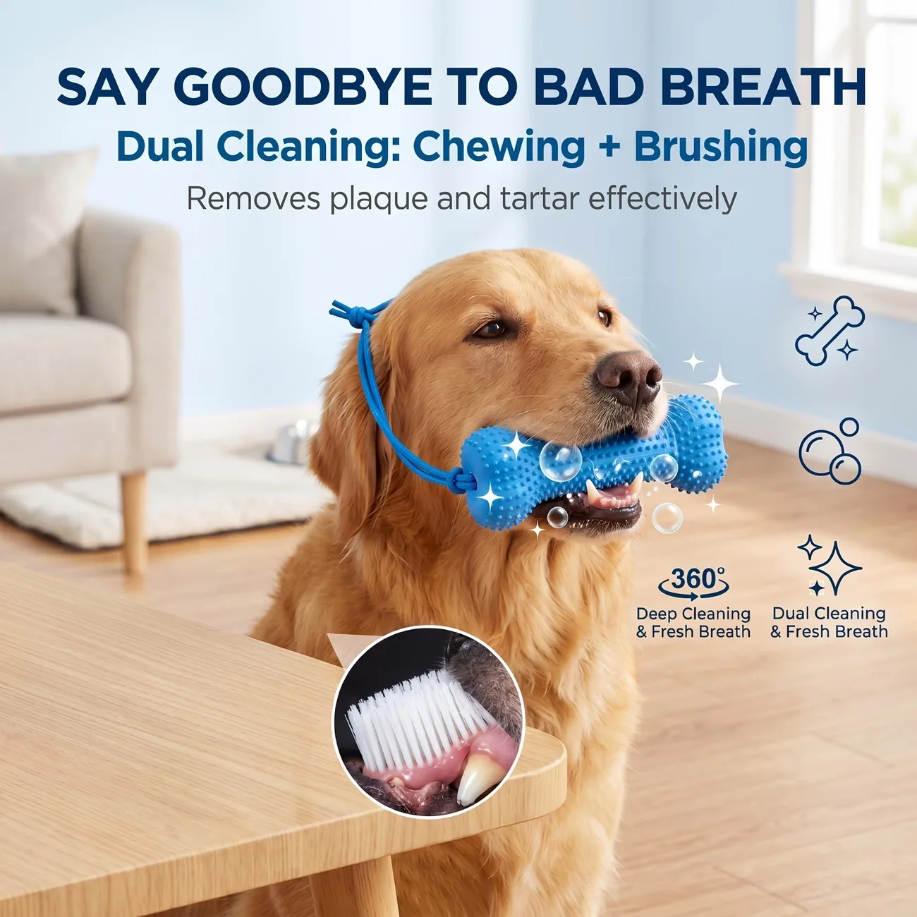 Teeth Cleaning Dog Chew Bone - Giocattolo da masticare per cani, riutilizzabile,